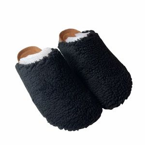 TOP MODA DEBRA BLACK FAUX FUR SHEARLING SLIPPERS -  NIB!